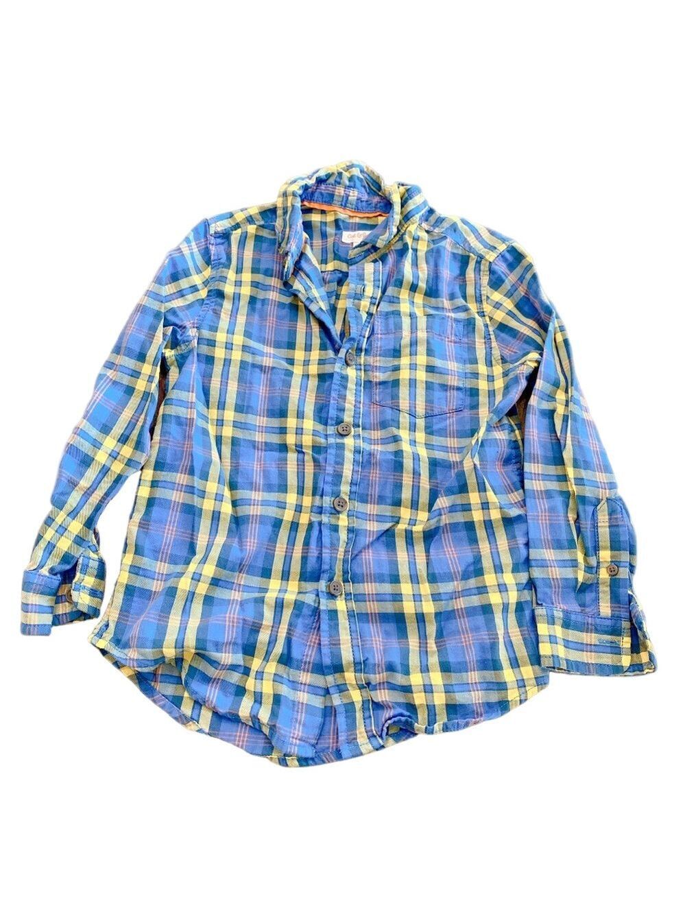 Cat & Jack Blue Plaid Button Down Size Small 6/7